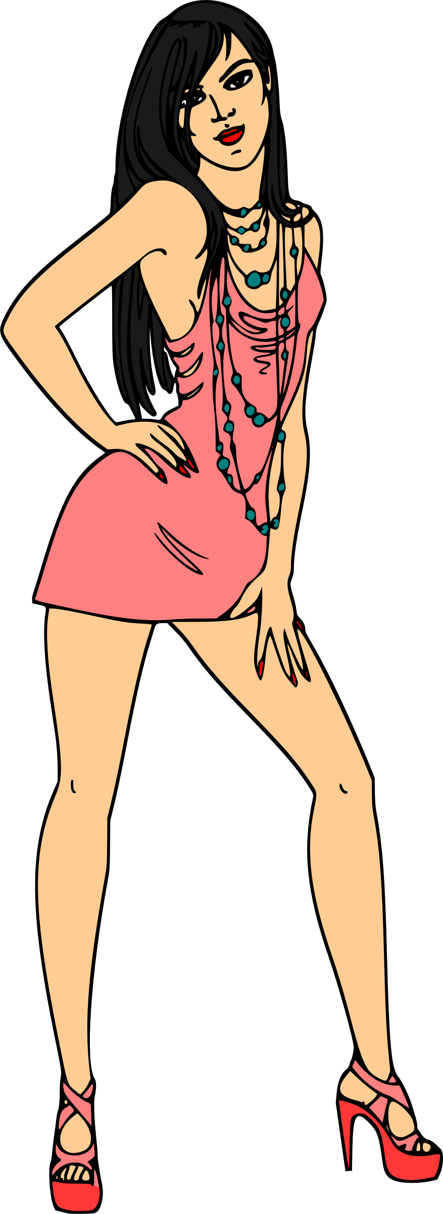 This Free Icons Png Design Of Woman In Short Pink Dress (877x2400), Png Download