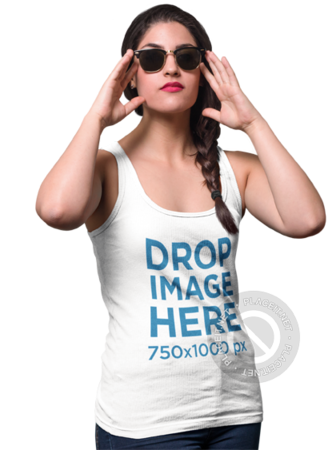Png Mockup Of A Young Woman Wearing A Tank Top And - Girl (640x480), Png Download