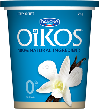 750 G - Oikos 2 Plain Greek Yogurt (600x524), Png Download