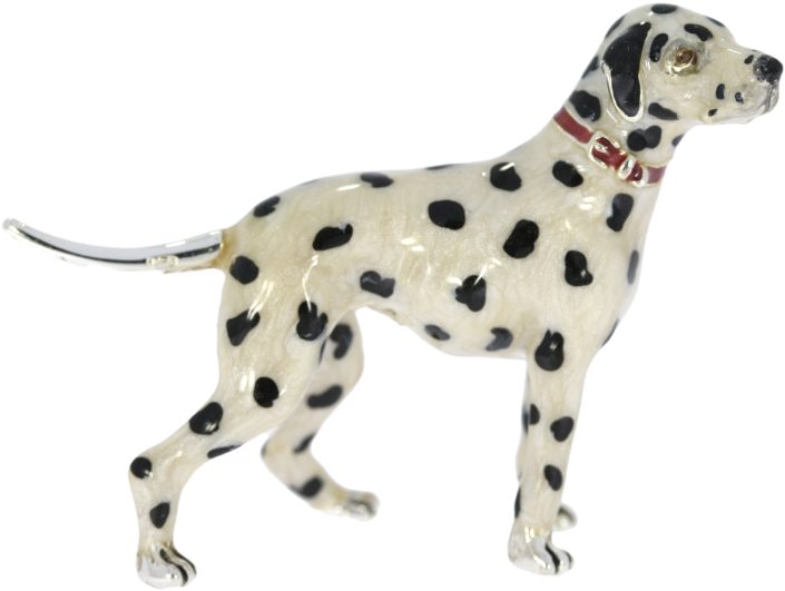 Sterling Silver & Enamel Small Dalmatian Dog By Saturno - Dalmatian (800x547), Png Download