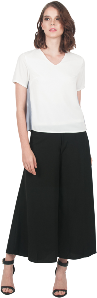 Black Flare Pants - A-line (722x1024), Png Download