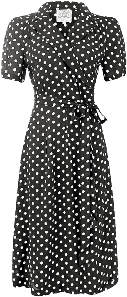 "peggy" Wrap Dress In Black With White Polka Dot, Classic - Vestidos De Lunares Para Damas (769x1024), Png Download