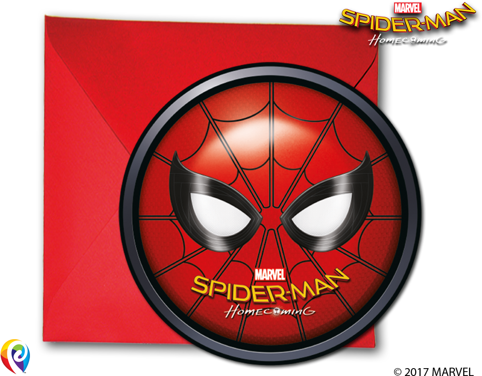 6 Party Invitations & Envelopes - Ps Spider Man Homecoming (1000x800), Png Download