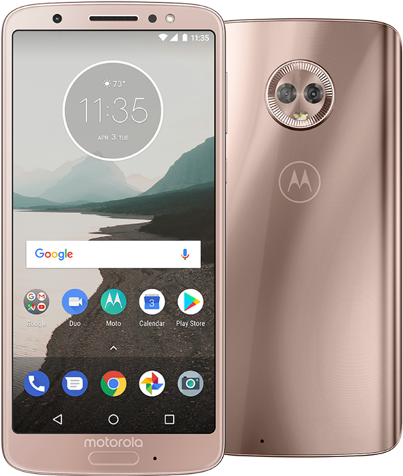 Moto G6 In Black Moto G6 In Blush - Moto G6 Oyster Blush (800x696), Png Download