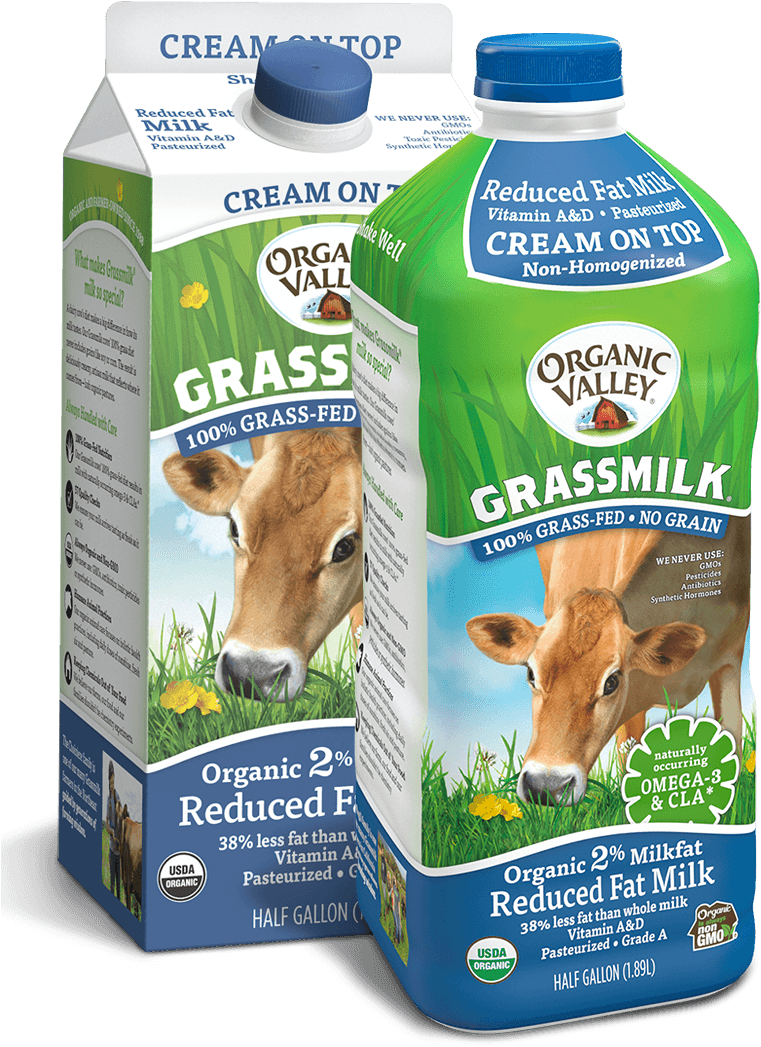 Milk Hg Rf Creamontop Grassmilk Rf Wcarafe - Organic Valley Grassmilk Reduced Fat 2% (760x1140), Png Download