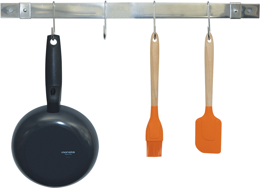 Cw6012 Stainless Steel Expanding Pot Rack Bar Range - Frying Pan (1024x1024), Png Download