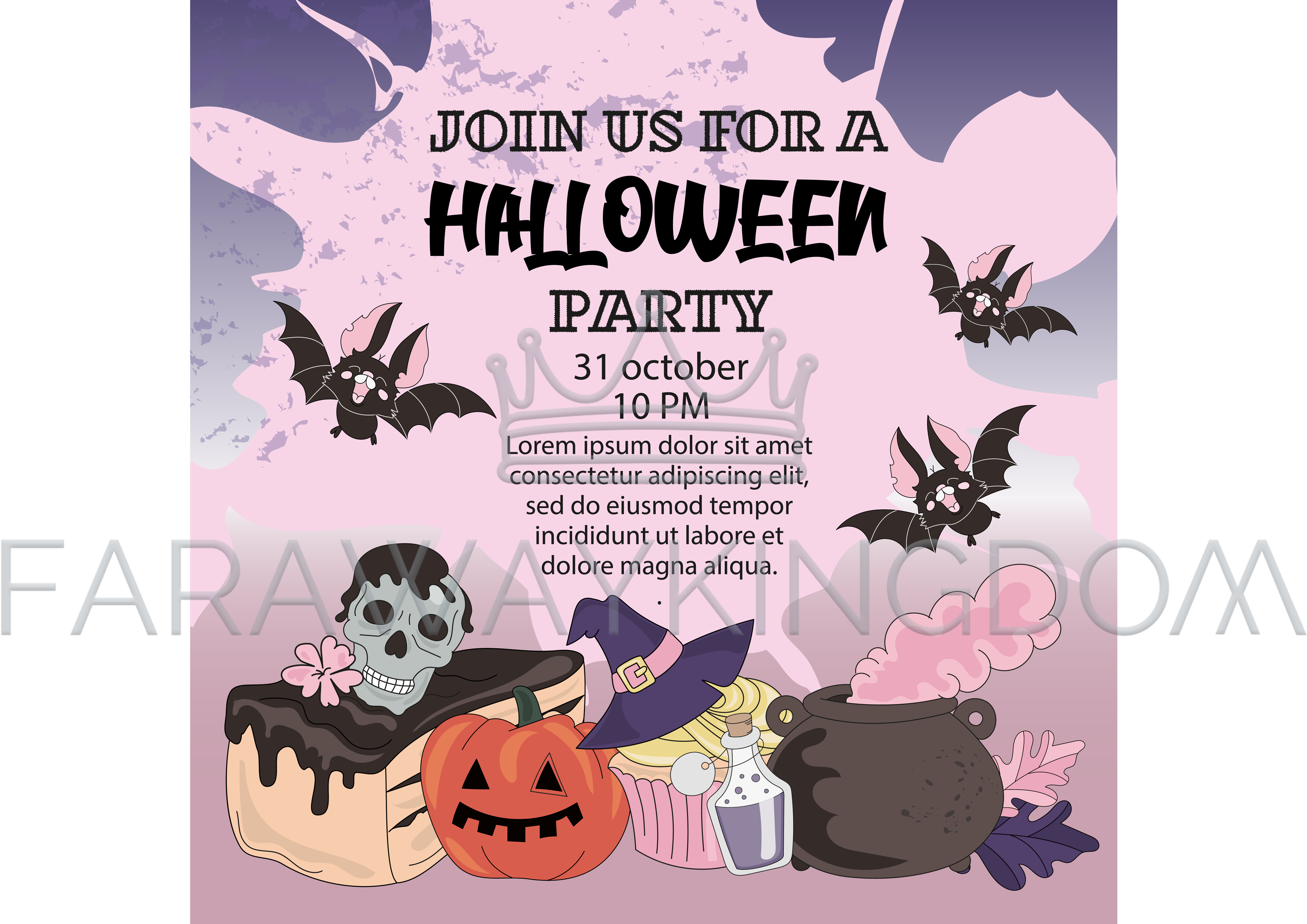 Join Us Halloween Cartoon Mystical Vector Illustration - Cartoon (3508x2480), Png Download