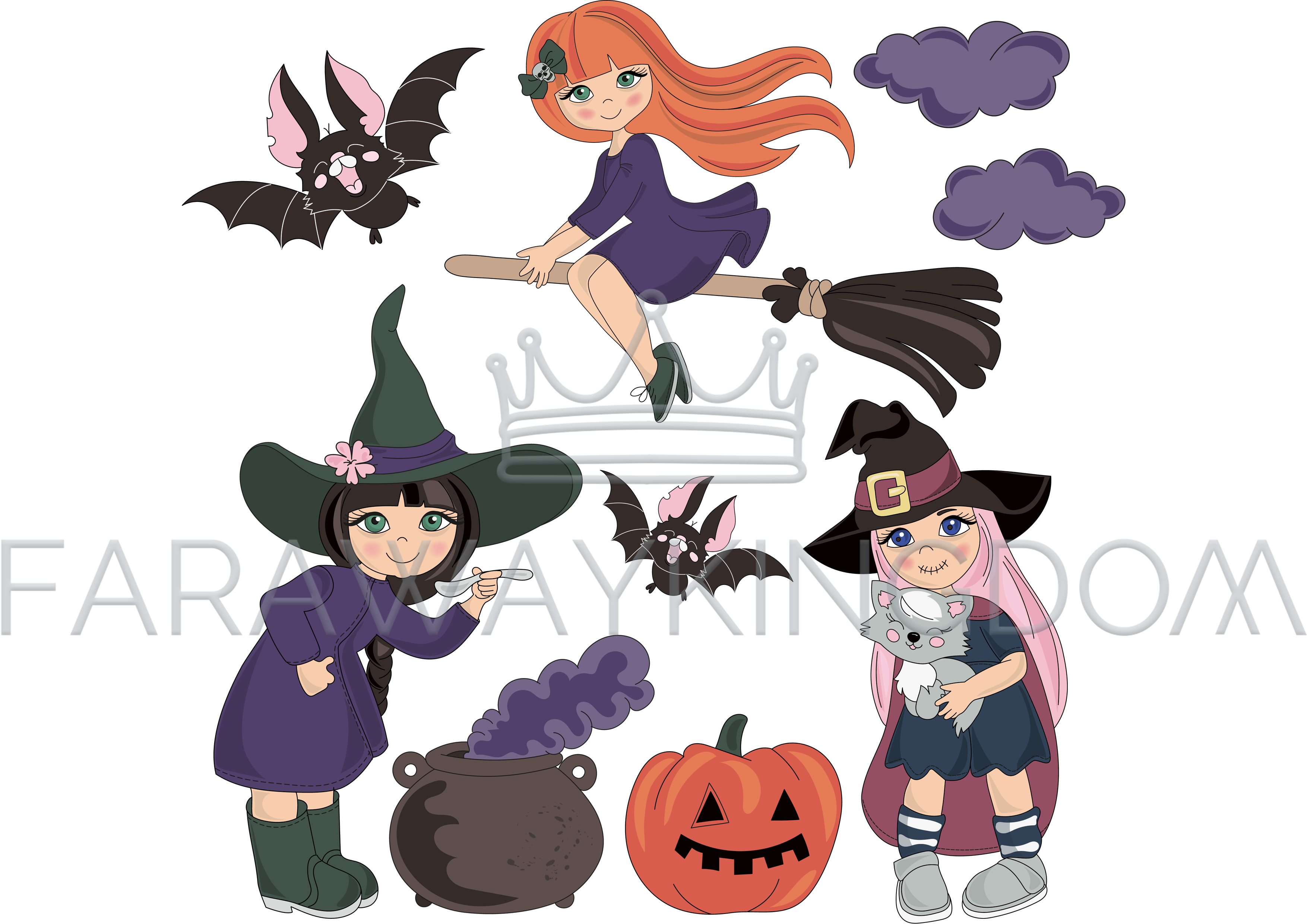 Costumes Halloween Holiday Cartoon Vector Illustration - Cartoon (3508x2480), Png Download