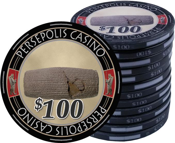 Persepolis Casino Black $100 Ceramic Poker Chip - Poker (730x613), Png Download