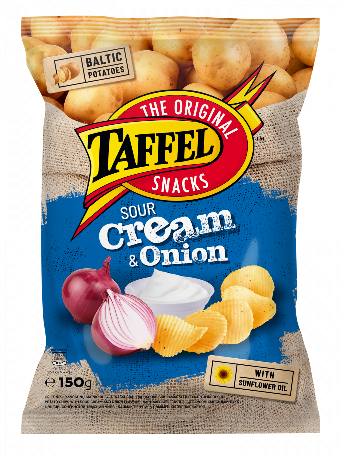 Potato Chips With Sour Cream And Onion Flavour - Taffel (1119x1500), Png Download