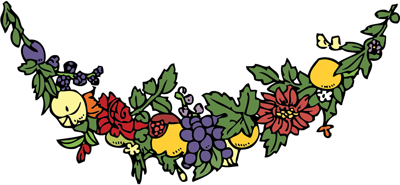 Flower Garlands Clip Art (1280x640), Png Download