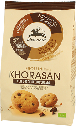 Organic Khorasan Wheat Biscuits With Chocolate Chips - Frollini Cacao Alce Nero (640x640), Png Download