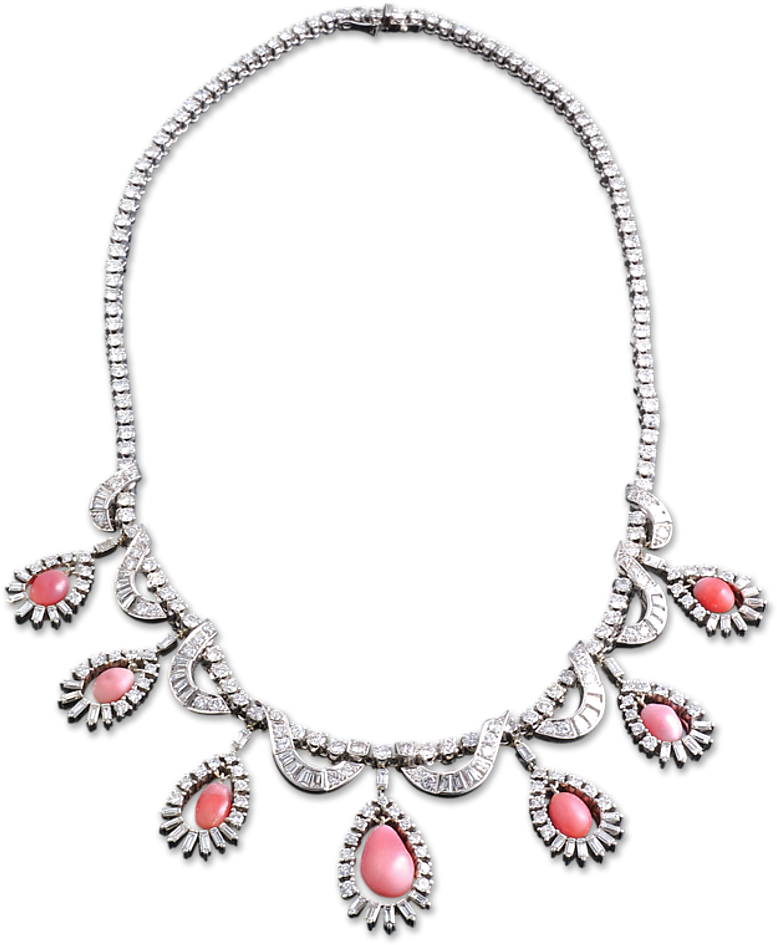 Conch Pearl & Diamond Necklace - Necklace (1080x1080), Png Download