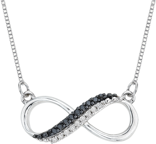 Pe0598bk-09v - Black Diamond Infinity Necklace (570x570), Png Download