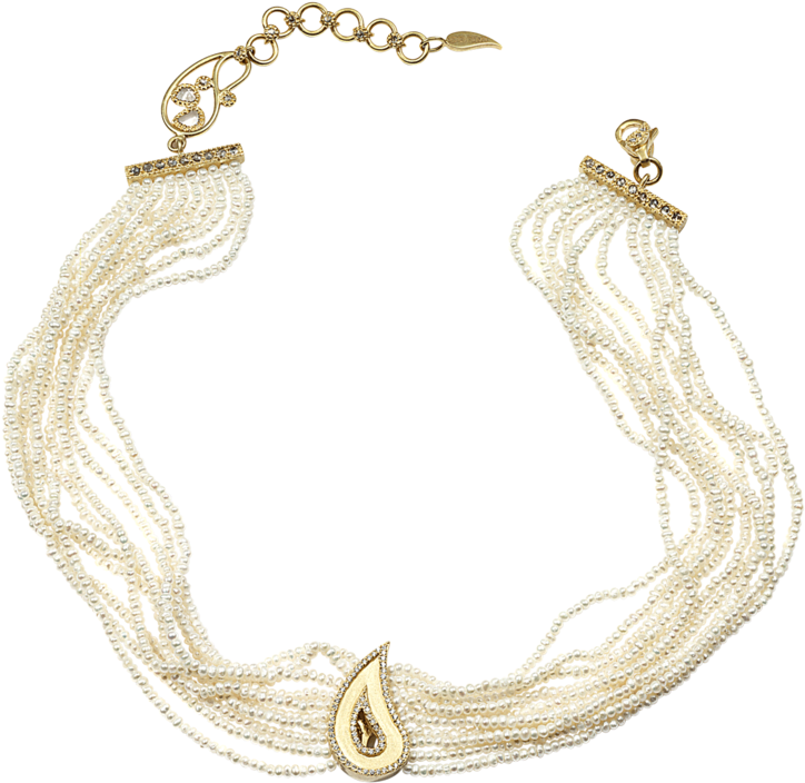 20k Vitality Paisley Pearl And Diamond Necklace - Necklace (800x800), Png Download