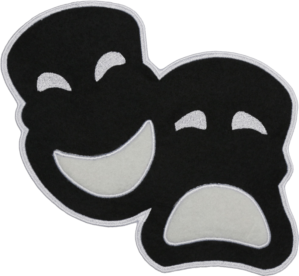 Pa317 Drama Masks Black Patch - Cartoon (1001x1001), Png Download