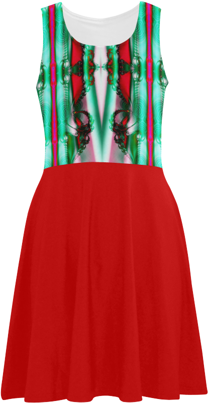 Red & Green Christmas Ribbons Atalanta Sundress - Day Dress (1000x1000), Png Download