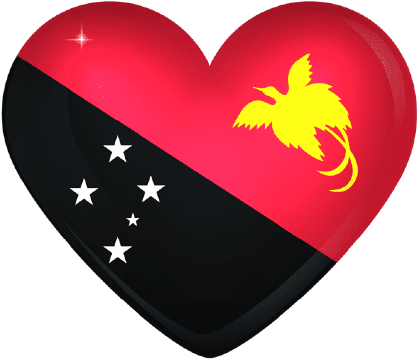 Free Png Download Papua New Guinea Large Heart Flag - Papua New Guinea Flag Heart (850x731), Png Download
