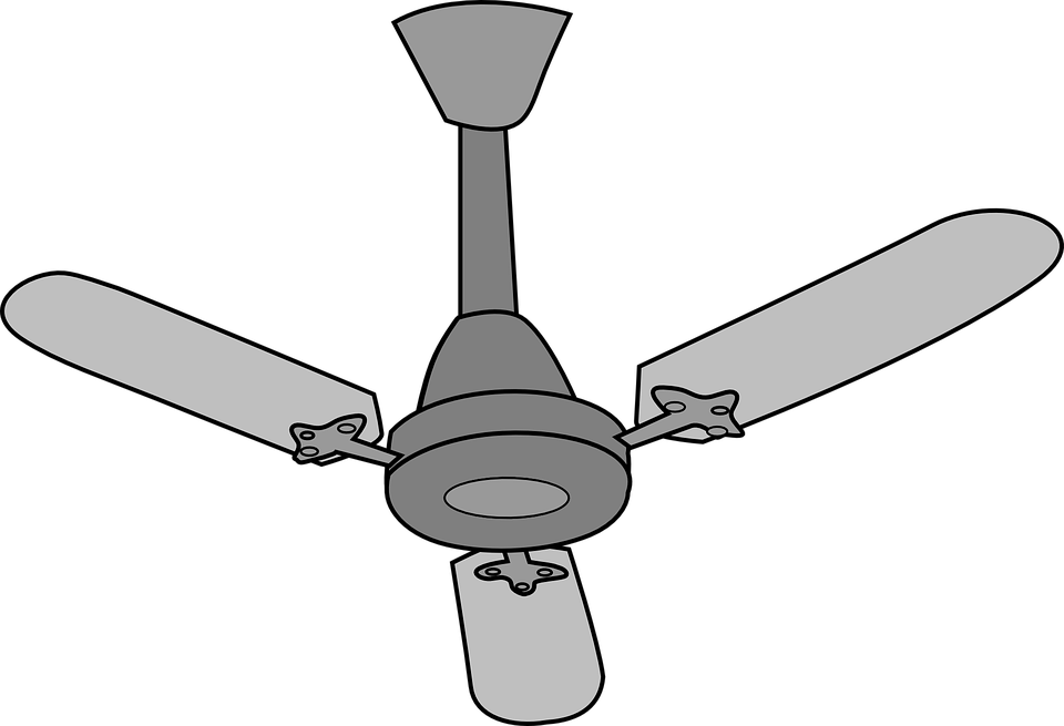 Electrical Ceiling Fan Png Clipart - Ceiling Fan Clipart Png (960x655), Png Download