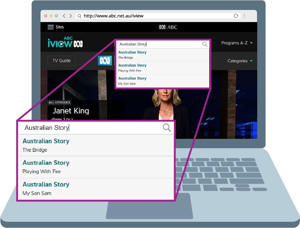Shows The Abc Iview Website With The Term Australian - Flat Panel Display (1100x800), Png Download