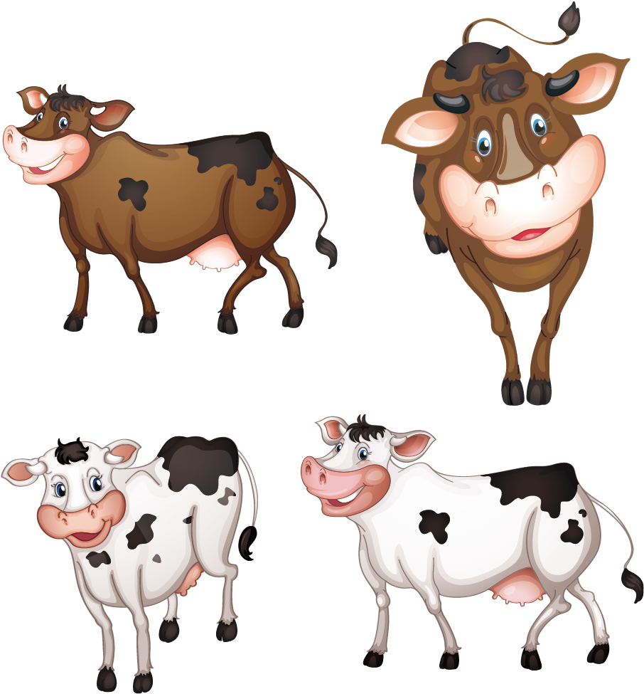 Calf Vector Cartoon - Clip Art Cows (1240x1265), Png Download