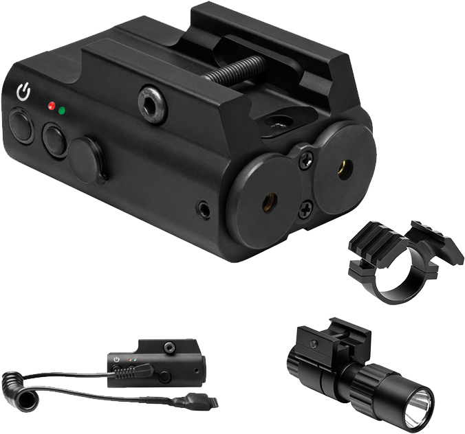 Ncstar Red & Green Laser W/led Flashlight & Weaver - Rail Mount Green Laser (700x700), Png Download