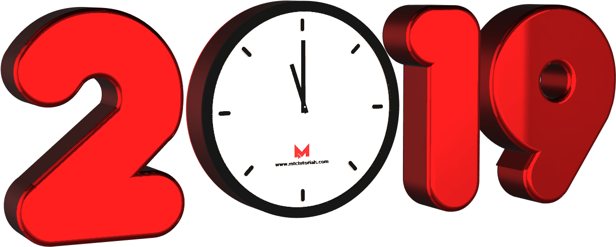 Happy New Year 2019 Free Png Download Mtc Tutorials - Quartz Clock (1920x1080), Png Download