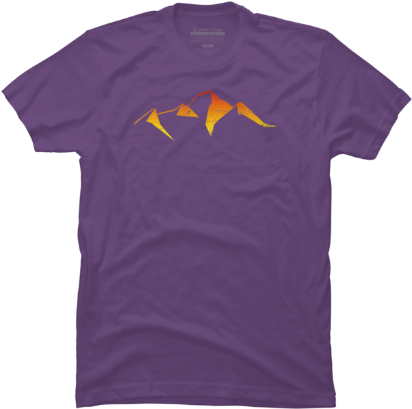 Abstract Mountain Sunset Logo - Negative Space T Shirt Design (650x650), Png Download