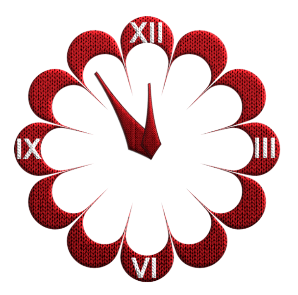 Knitted New Year Clock - Template (608x600), Png Download