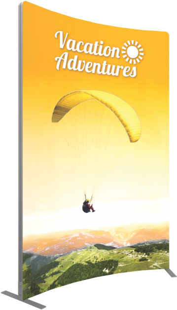 Vector Frame Curved Banner Cr-03 Fabric Banner Display - Parachuting (600x655), Png Download