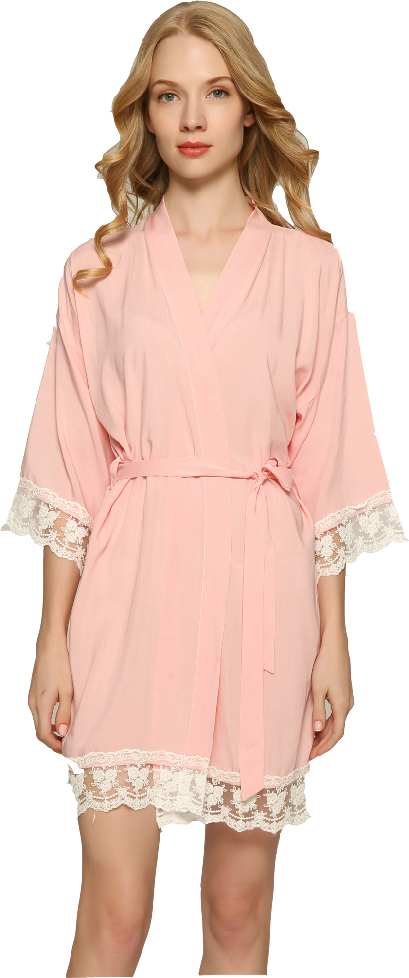 Pink Lace Robe - Nightgown (2048x2047), Png Download