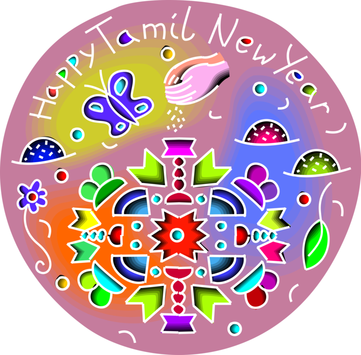 Vector Illustration Of Happy Tamil Puthandu New Year - Circle (712x700), Png Download