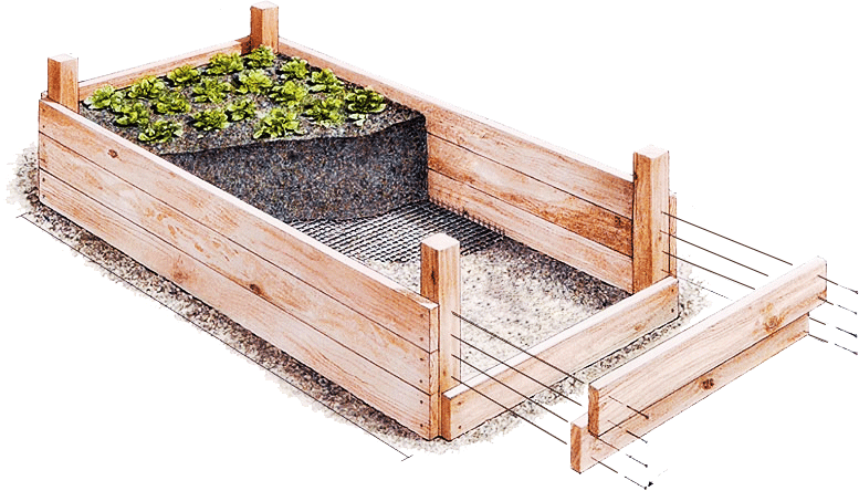 Custom Vegetable Gardens - Raised Garden Beds Sketch (777x444), Png Download