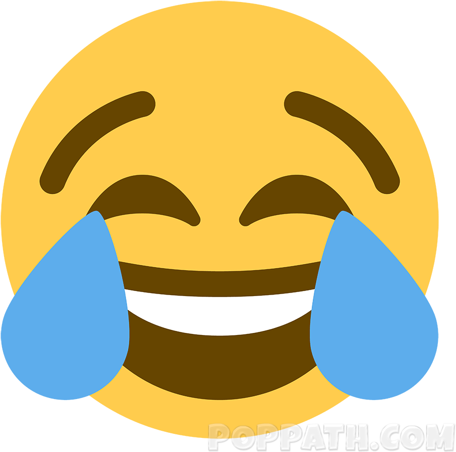 How To Draw A Tears Of Joy Emoji Pop Path - Crying Laughing Emoji Discord (1000x1000), Png Download