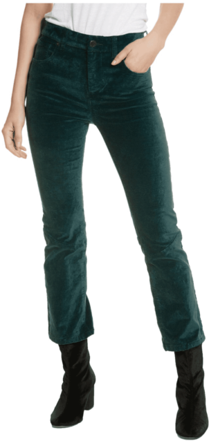 $88 Nwt Free People Womens High Rise Velvet Flare Casual - Free People Green Velvet Pants (640x640), Png Download