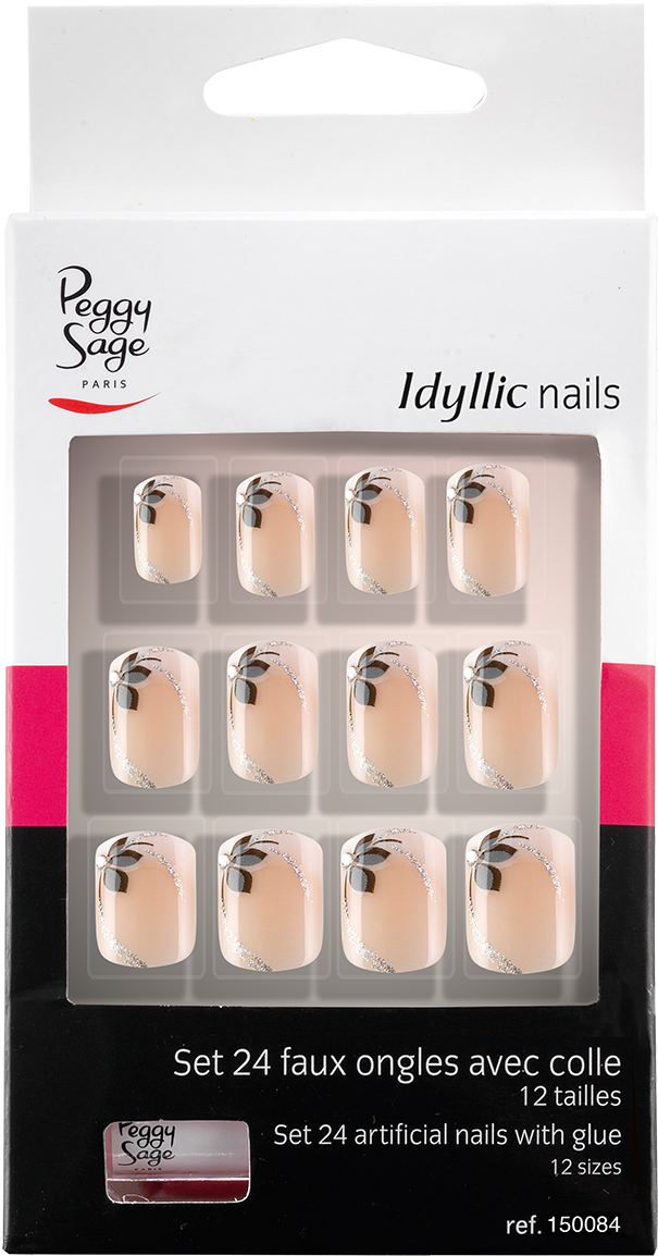 Kit Of 24 Idyllic Nails Artificial Nails - Faux Ongles Peggy Sage (1200x1353), Png Download