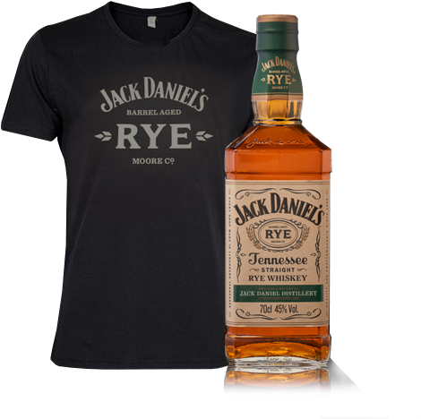 Jack Daniel's Tennessee Rye Whiskey With Free T-shirt - Jack Daniels (566x698), Png Download