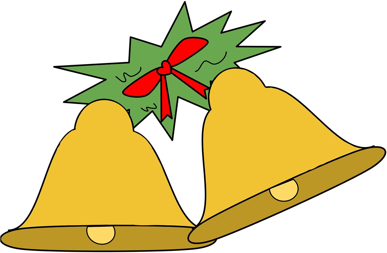 Bells,celebration,jingle Bells,christmas,vector Images,santa,pine, - Lonceng Natal Hitam Putih (1280x928), Png Download