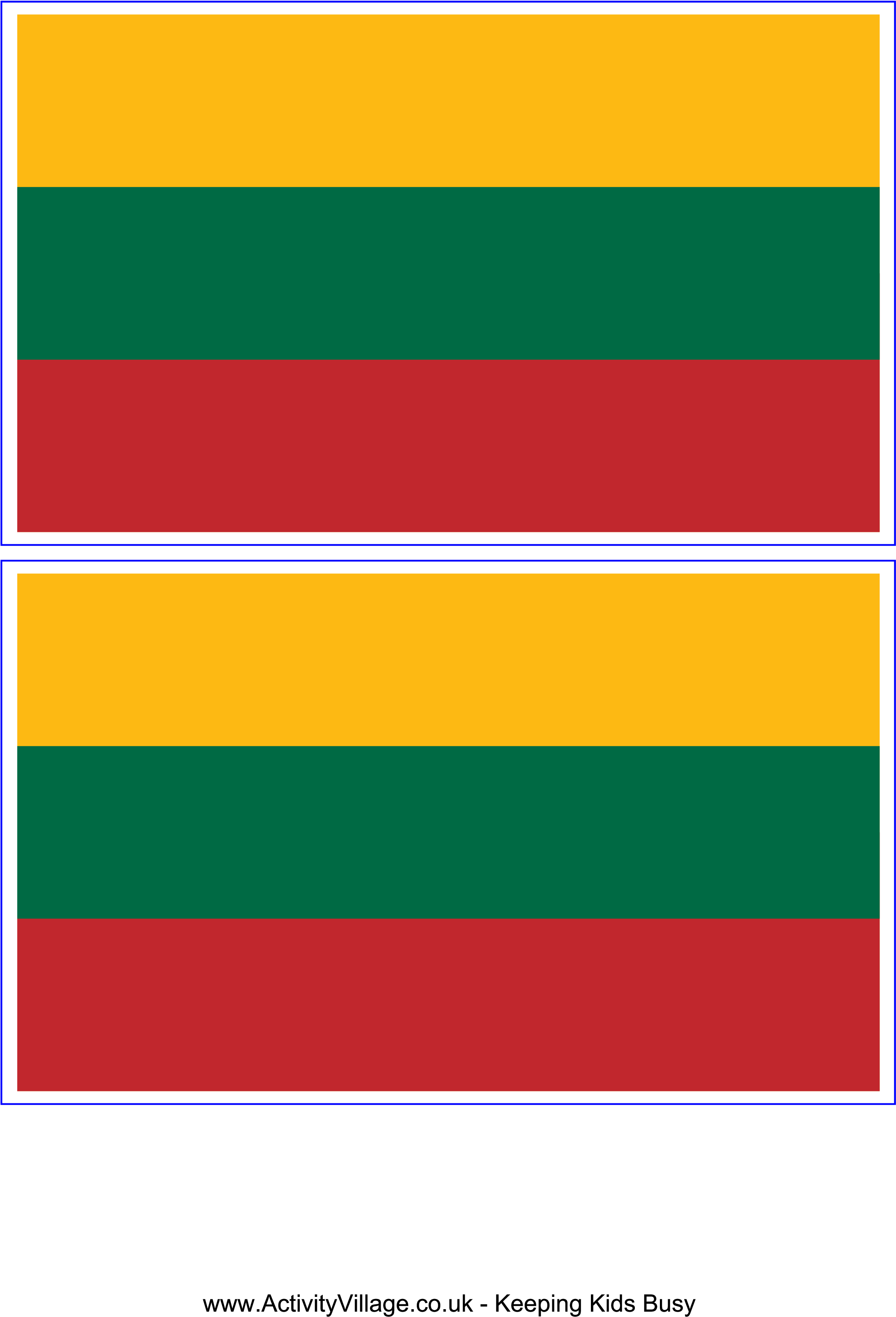 World Flags Flash Cards - Lithuania Flag Printable (2480x3508), Png Download
