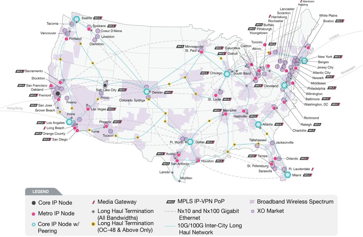 Xo Complete Network - Wide Area Network Map (1247x814), Png Download