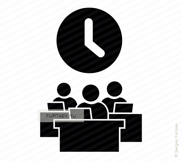 Vector Icon Of People Working On Laptops Sitting At - Working Group Vector (620x553), Png Download