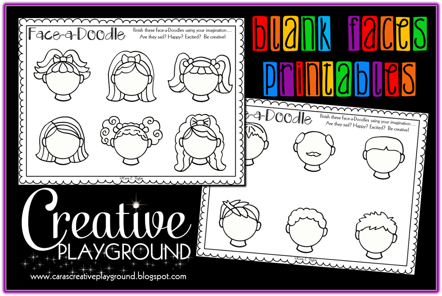 Click Here For These Blank Faces Printables (1600x1052), Png Download