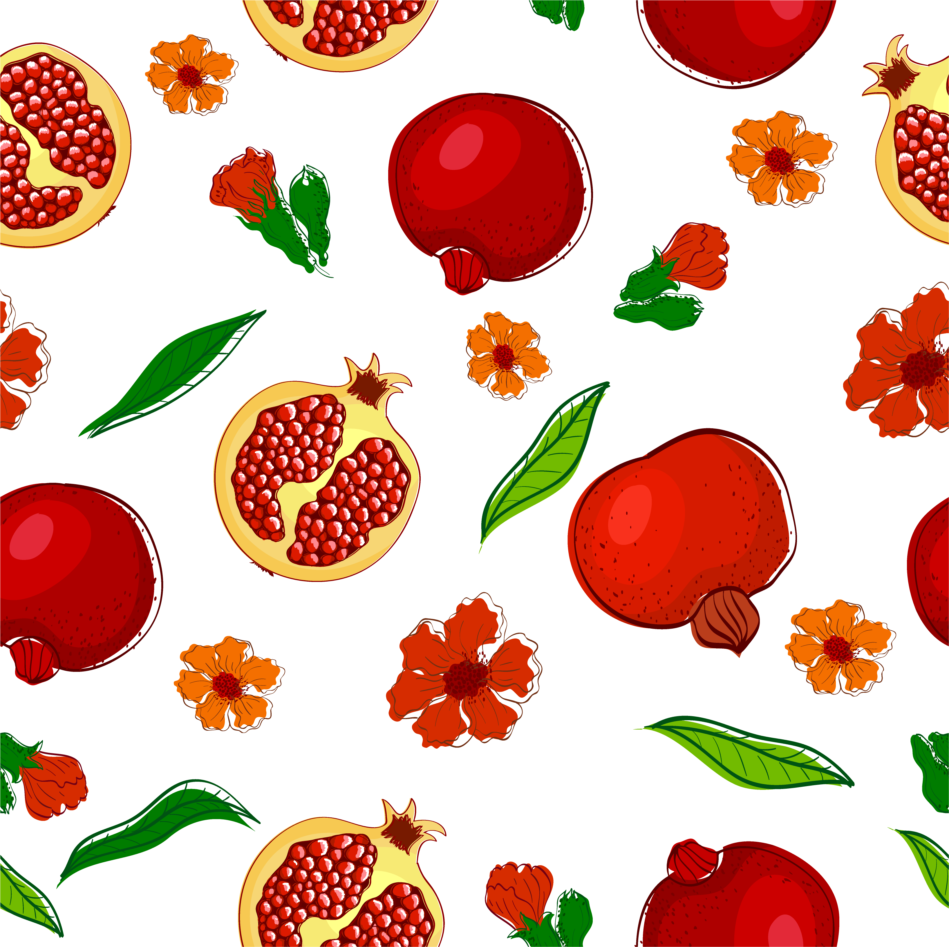 Clip Art Library Download Fruitcake Pomegranate Strawberry - Pomegranate (4131x4094), Png Download