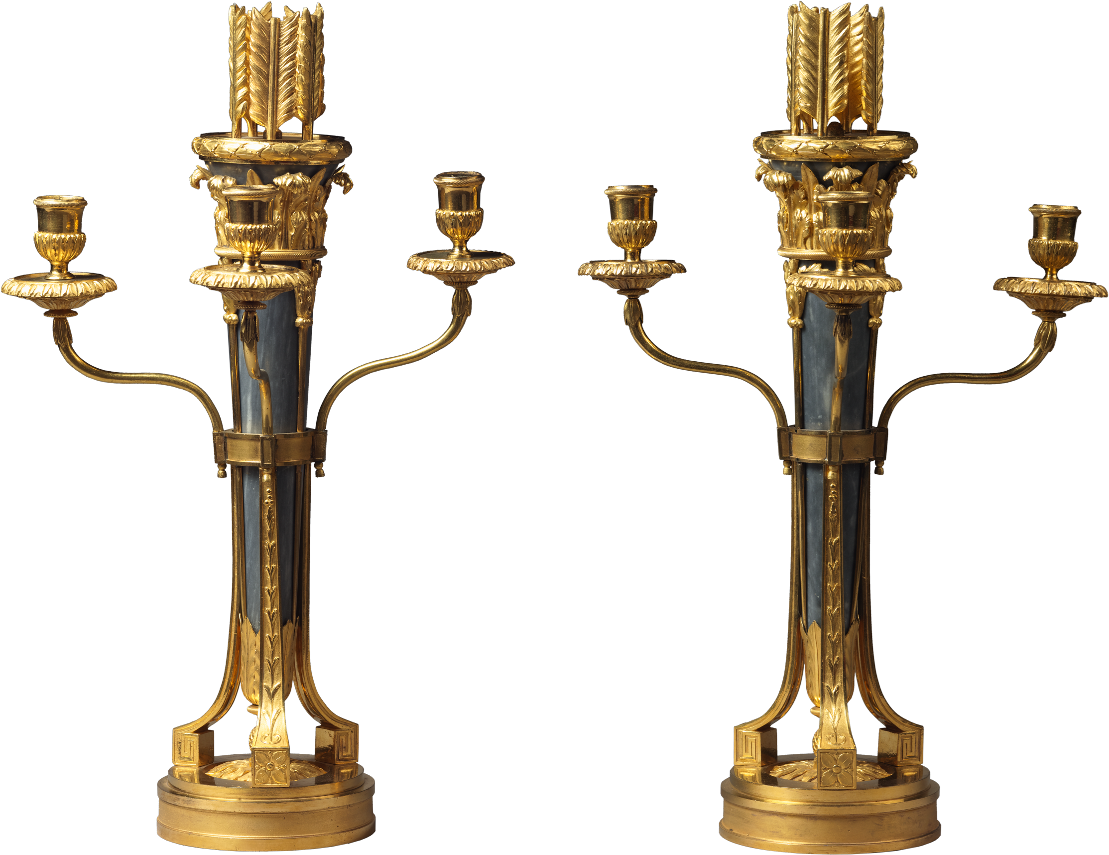 Bronze And Turquin Blue Marble Candelabra In The Form - Antique (3000x2253), Png Download