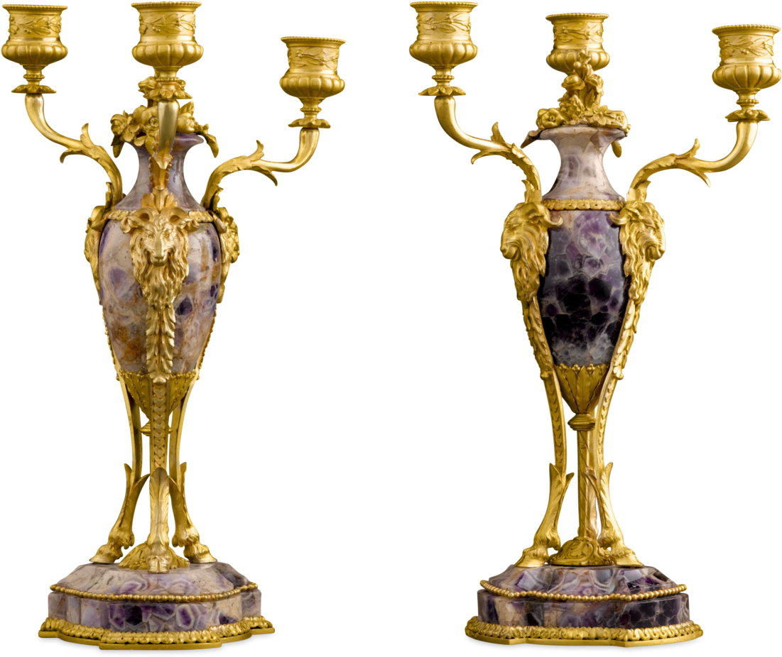 Amethyst Triple Candelabra - Antique (1250x1250), Png Download