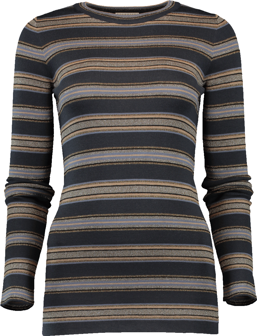 Brunello Cucinelli Crewneck Long Sleeve Striped Wool - Dress (960x1223), Png Download