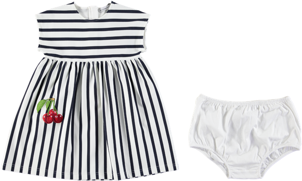 Picture Of Striped Dress With Cherry Applique Navy - A-line (600x600), Png Download