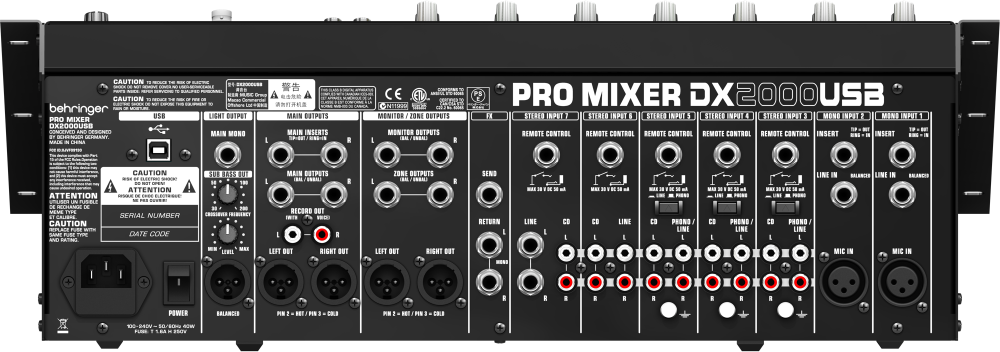 7-channel Dj Mixer With Usb/audio Interface - Mixer Behringer Dx 2000 (1000x352), Png Download