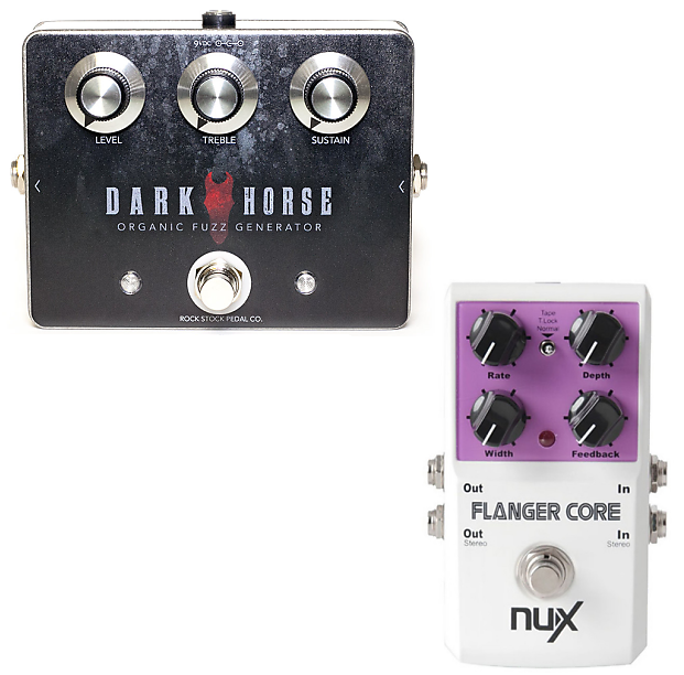 Rock Stock Dark Horse Fuzz Guitar Pedal And Nux Flanger - Rock Stock Pedals Dark Horse (620x620), Png Download