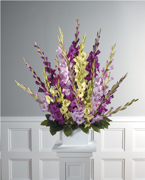 Gladiolus Pedestal Arrangement - Flowers Gladiolus Arrangements (600x600), Png Download